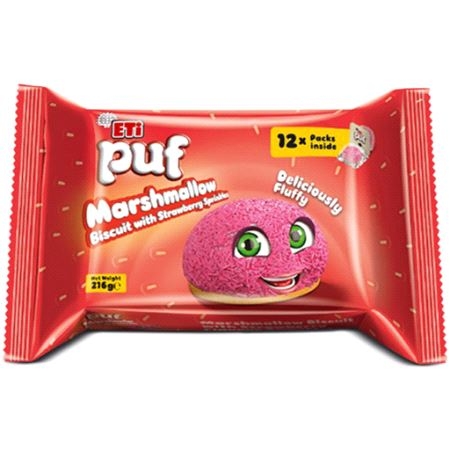Eti Puf Marshmellow Biscuit Strawberry 216gr
