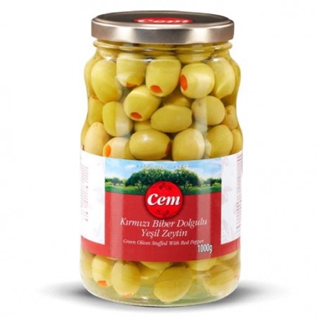 Cem Green Olives Stuffed with Red Pepper 1700ml (1,7 KG)